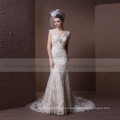 Encantadora V-cuello de la sirena Sexy Keyhole Back Lace &amp; Beads Cap Sleeve Alibaba expreso vestido de novia